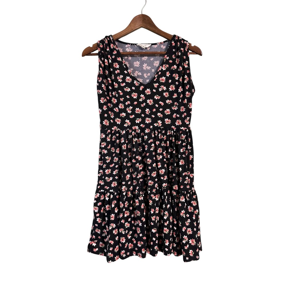 Jessica Simpson Black Floral Tiered Sleeveless Dress - Super Soft and comfy